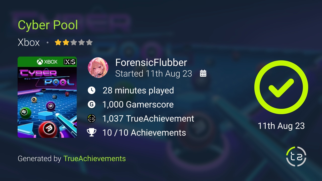 Cyber Pool achievement summary